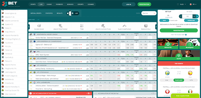 The system 22Bet have built for their live betting options is fantastic