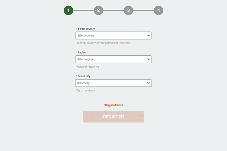 The MELbet registration process include 4 quick steps